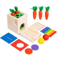 Cub educativ din lemn Montessori Play Kit 4 in 1