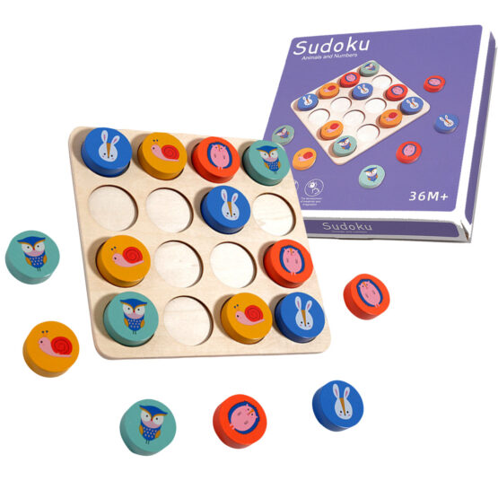 Joc Sudoku din lemn pentru copii Animale si Numere