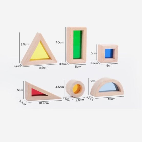 Set 6 cuburi senzoriale din lemn cu acrilic colorat 8