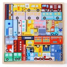Tetris din lemn cu vehicule Puzzle Fun