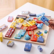 Tetris din lemn cu vehicule Puzzle Fun