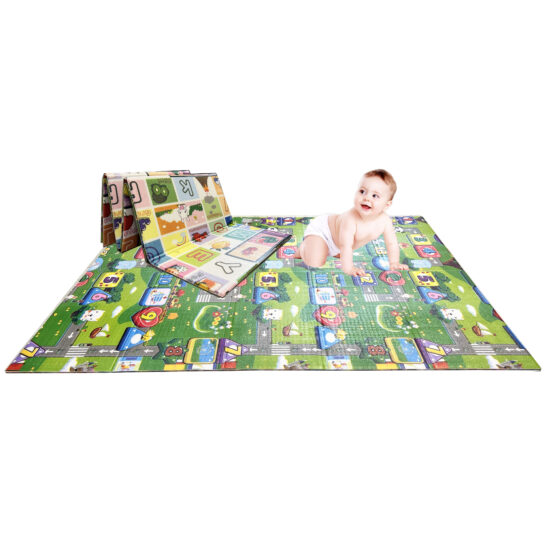 Covor pliabil pentru copii Sosele si Litere cu fructe 200 x 150 cm