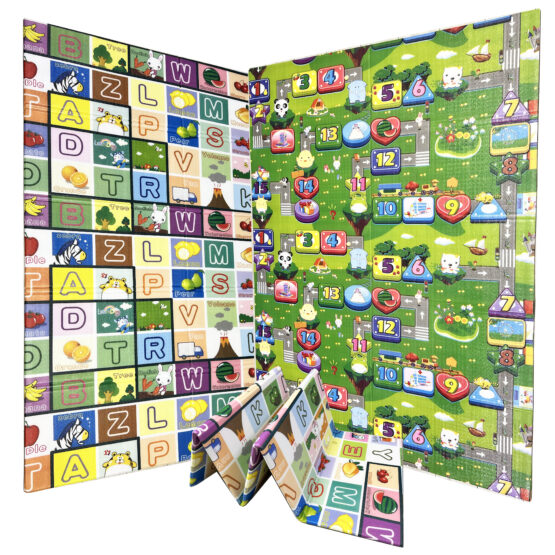 Covor pliabil pentru copii Sosele si Litere cu fructe 200 x 150 cm