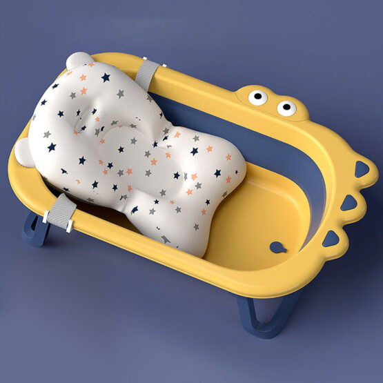Cadita de baie pentru bebe pliabila si cu saltea suport inclusa Dino ALBASTRU