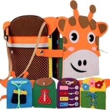 Carte senzoriala si educativa din fetru Giraffe Busy Pack