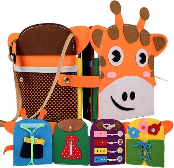 Carte senzoriala si educativa din fetru Giraffe Busy Pack