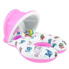 Colac dublu Mama si Copilul cu colac, Parasolar si chilotel pentru bebe Roz cu Alb