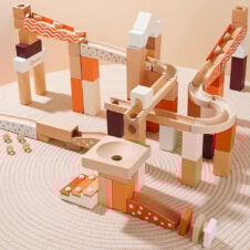Joc Marble Run Circuit cu bile din sticla Pista din lemn Onshine Marble 80 piese Nature
