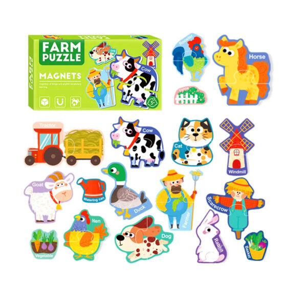 Set piese magnetice puzzle duo Ferma Animalelor1