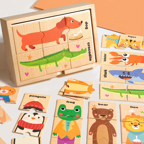 Set puzzle trio din lemn cu piese mari jucarie Montessori1