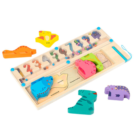 Joc logaritmic Labirint magnetic cifre si puzzle dinozauri1