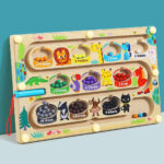 Labirint magnetic sortare culori și cifre Happy Lion