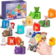 Set Figurine de deget din silicon cu căsuțe numerotate Animalele de la Ferma Finger Puppets 24 piese
