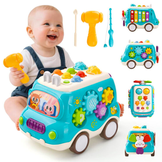 Masinuta interactiva de jucarie pentru bebe 6 in 1 Learners Car Bleu1