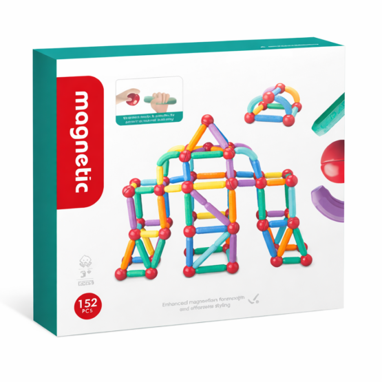Set bețișoare magnetice pentru construcții creative Magnetic sticks 152 piese1