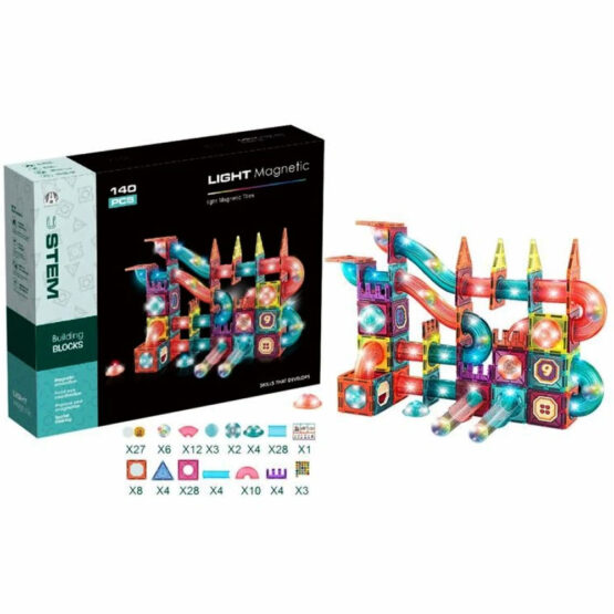 Set cuburi magnetice luminoase cu circuit STEM Magic Magnetic 140 piese1
