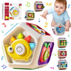 Cub interactiv Montessori Busy cu activități pentru copii Elefant Busy Ball