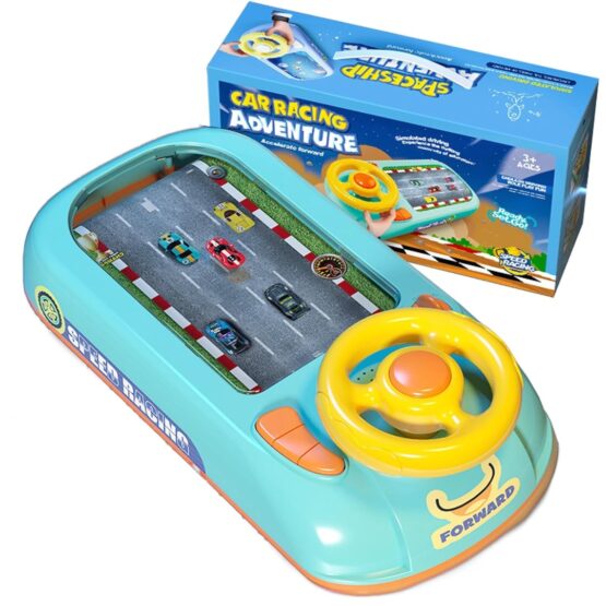 Joc Simulator curse mașini pentru copii cu volan Car Racing Adventure1