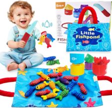 Joc de pescuit textil cu asociere culori și stivuire – Little Fishpond
