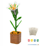 Kit creativ DIY Floare decorativă Puzzle 3D din lemn, asamblare și pictură – Crin Alb în ghiveci