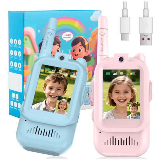 Set 2 statii Walkie Talkie Video pentru Copii roz si bleu1