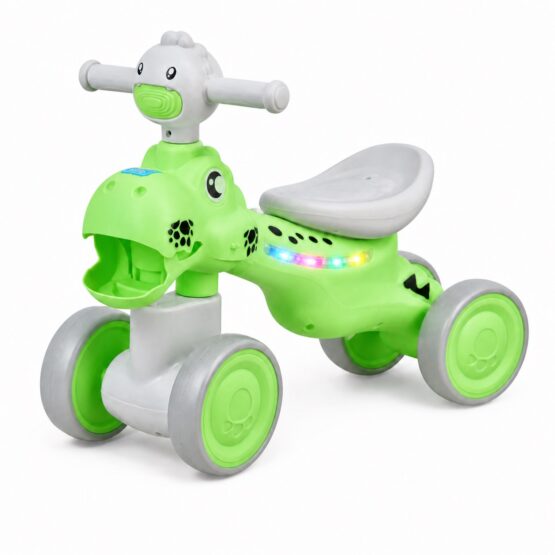 Bicicletă de echilibru, fără pedale pentru copii 1-3 ani, cu 4 roți, lumini și sunete, Dino Verde11