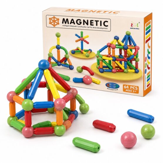 Set construcții magnetice cuburi-tije magnetice Magnetic Sticks 64 piese1