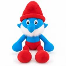 Jucărie de pluș Papa Ștrumf cu căciulă roșie și barbă albă, 40 cm