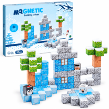 Set cuburi magnetice Creative Blocks tip Minecraft cu 93 piese MQGNETIC Iarna