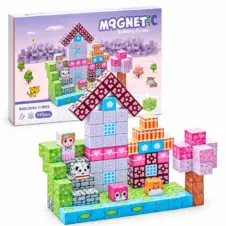 Set de construcție cu cuburi magnetice 3D tip Minecraft, Castel cu prințesă, 110 de piese