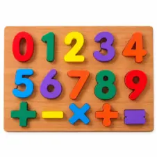 Puzzle din lemn 3D cu cifre și semne matematice, 15 piese groase