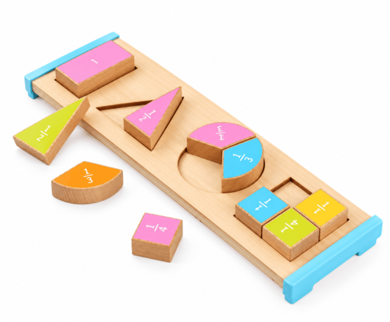 Puzzle din lemn cu fracții și forme geometrice – Întreg, jumătăți, treimi și sferturi3_2
