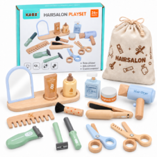 Set de coafor și frizerie din lemn, joc de rol pentru copii, Kabi Hairsalon Playset