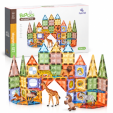 Set de construcție cu plăci magnetice 3D și animale Magnetic Tiles, 92 de piese