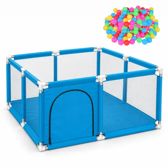 Țarc de joacă mare 128 x 128 cm cu 50 bile incluse Albastru1