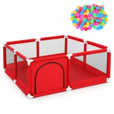 Țarc de joacă mare 128 x 128 cm cu 50 bile incluse Roșu