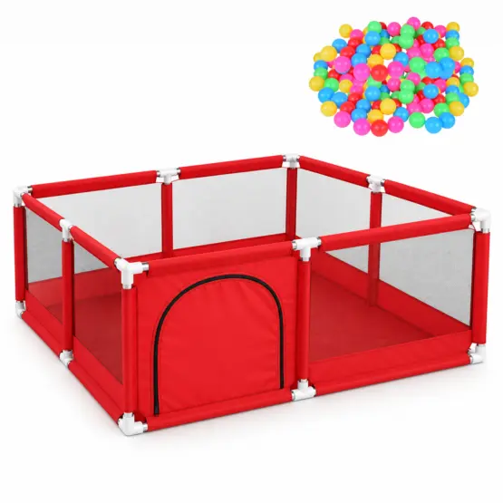 Țarc de joacă mare 128 x 128 cm cu 50 bile incluse Roșu