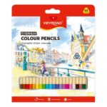 Set de 24 de creioane colorate Keyroad, triunghiulare, mină de 4 mm