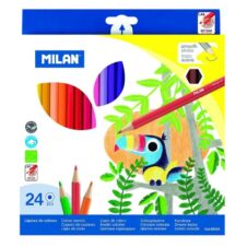 Creioane colorate Milan, hexagonale, 24 culori, blister carton