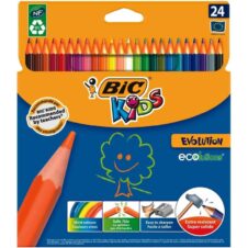 Creioane colorate Bic Kids Evolution, 24 culori, extra rezistente, blister carton