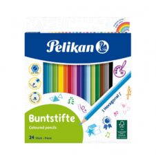 Creioane colorate Pelikan, 24 culori, lăcuite, blister carton