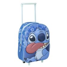 Ghiozdan pentru grădiniță Cerda Stitch 3D, tip troller, albastru