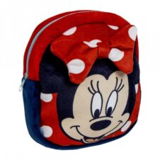 Ghiozdan mini pentru grădiniță Cerda Minnie, 1 compartiment, material catifelat, roșu cu negru