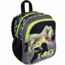 Ghiozdan St.Majewski Bambino TRex, 1 compartiment, 3 buzunare, negru cu verde