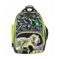 Ghiozdan St.Majewski Bambino TRex, 2 compartimente, 2 buzunare, negru cu verde