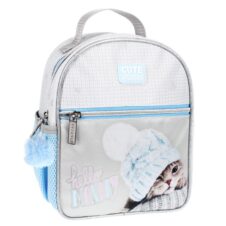 Ghiozdan Starpak Kitty, 1 compartiment, 3 buzunare, gri cu bleu