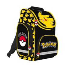 Ghiozdan St.Majewski Pokemon, 35,5 cm, 1 compartiment, 3 buzunare, negru cu galben