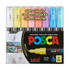 Set de 8 markere UNI Posca, pastel, vârf rotund, 0,7 mm