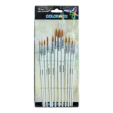 Set de 12 pensule Colorarte, vârf rotund