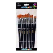 Set de 12 pensule Colorarte, vârfuri diferite